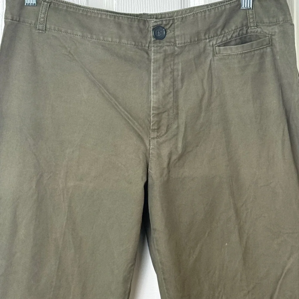 Banana Republic Martin Fit Pants 12 Olive Green Wide Leg Side Slit Chino Vintage